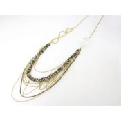 Chain Necklace w/Stone Pendant (Clear)