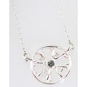 Mayglobe Transparent Round Necklace w/Stones, Small, Silver, Made in Japan