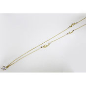 Mayglobe Lettered Long Necklace, Golden,  Made in Japan