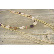 Kilburn Natural Stone Long Necklace, Made in Japan Pink Tourmaline Amethyst Garnet Rose Quartz