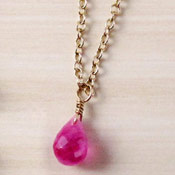 Kilburn Natural Stone Pink Sapphire Small Necklace, Made in Japan 