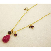 Kilburn Natural Stone Ruby, Crystal, Labradorite Necklace, Made in Japan 