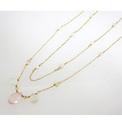 Kilburn 2WAY Natural Stone Rose Quartz, Moonstone, Pink Opal, 2-Strand Necklace, Made in Japan 