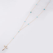 Kilburn Long Cross Necklace, Turquoise, Made in Japan 