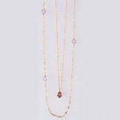 Kilburn Pink Amethyst & Golden 2-Strand Necklace,  Made in Japan 