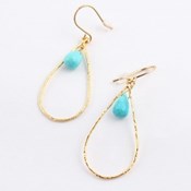 Kilburn, Raindrop Motif Turquoise Hook Earrings