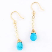 Kilburn, Raindrop-Cut Turquoise Hook Earrings