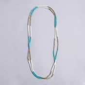 MAYGLOBE by Tribaluxe, Beaded 3-Way Long Necklace/Bracelet/Anklet (Gold & Turquoise & White)