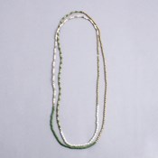 MAYGLOBE by Tribaluxe, Beaded 3-Way Long Necklace/Bracelet/Anklet (Gold & Khaki & White