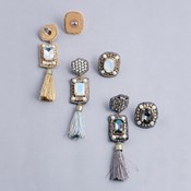 MAYGLOBE by Tribaluxe, Asymmetrical Embroidery & Tassel Earrings