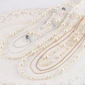 MAYGLOBE Veil, Pearl & Beads & Rhinestones 4-Strand Necklace  