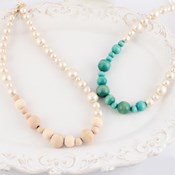 MAYGLOBE Veil, Cotton Pearl & Wood Beads Short Necklace  