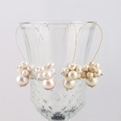 MAYGLOBE Veil, Cotton Pearl & Dust Ball Hook Earrings
