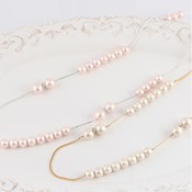 MAYGLOBE Veil, Cotton Pearl & Bar Station Long Necklace 