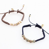 MAYGLOBE by Tribaluxe, Glass Beads Wax Cord Bracelet 