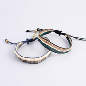 MAYGLOBE by Tribaluxe 串珠条纹蜡绳手链