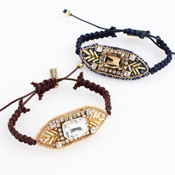 MAYGLOBE by Tribaluxe, Leaf Bijoux Embroidered Wax Cord Bracelet 