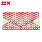 Kyoto Yuzen Stencil-Dyed Flap Wallet, NAMI/Red