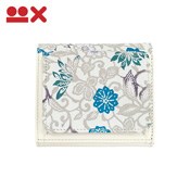 Kyoto Yuzen Stencil-Dyed Slim Bi-Fold Wallet, Flower Calico/Blue