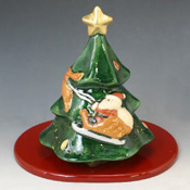 Christmas Tree Ornament w/Lacquered Stand 