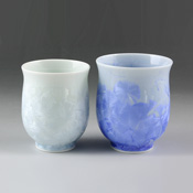 Flower Crystal Teacup Set (Blue, White)