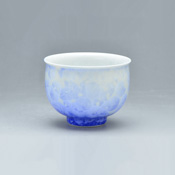 Flower Crystal Teacup  (White Base, Blue)