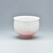 花結晶 茶杯碗 (白底紅)