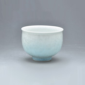 Flower Crystal Teacup  (White Base, Light Blue)