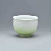 花结晶 茶杯碗 (白底绿)