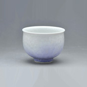 花結晶 茶杯碗 (白底紫)