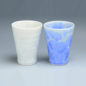 Flower Crystal Pair of Nagomi Cups (Blue, White)