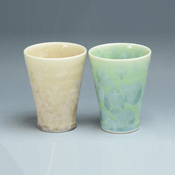 Flower Crystal Pair of Nagomi Cups (Green, Brown)