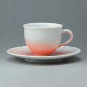 Flower Crystal Coffee Cup & Saucer (White Base, Red)