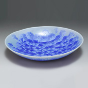 Flower Crystal Oval Bowl (Blue)