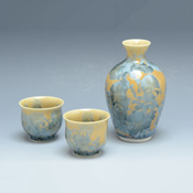 Flower Crystal Sake Set (Ash Blue)