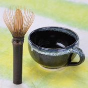 Nara Prefecture, Takayama Chasen Whisk, Black Bamboo, Long Handle Tea Whisk, Stirrer & Mug Set C