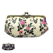 Clasp-Opening Cosmetics Pouch (Large) (Roses)