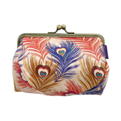 Clasp-Opening Cosmetics Pouch (Medium) (Peafowl Feather Design)