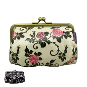 Clasp-Opening Cosmetics Pouch (Medium) (Roses)