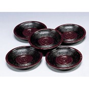 Small Plates, Black Lacquer, Gotou-Nuri Border, 5-Piece Set