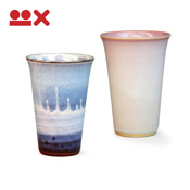 Colorful Paired Cups from Hagi, Cherry Blossom Bud & Ripples