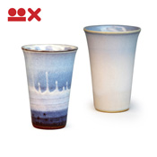 Colorful Paired Cups from Hagi, Dayflower Bud & Ripples