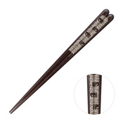 筷子 木製 線彫黑檀一半千鳥 [23.5cm]