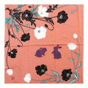 KUROCHIKU Crape Wrapping Cloth – Poppy and Rabbit, Orange