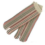 KUROCHIKU Japanese-Style Tabi Socks - Stripe, Beige 