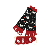 Kurochiku Toe Print 5-Toe Traditional Socks, Cat, Polka Dot 