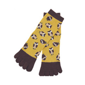 Kurochiku Traditional Socks, 5-Toe, Owl, Yellow