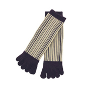 Kurochiku Traditional Socks, 5-Toe, Stripe, Beige Purple