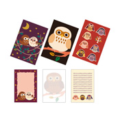 Kurochiku Japanese Pattern Memo Pad x 3, Owl 
