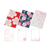 Kurochiku Japanese Pattern Memo Pad x 3, Cherry Blossom
